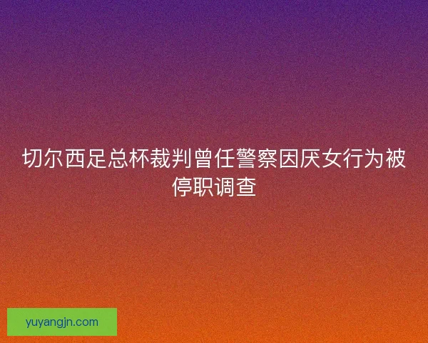 切尔西足总杯裁判曾任警察因厌女行为被停职调查 切尔西足总杯裁判曾任警察因厌女行为被停职调查