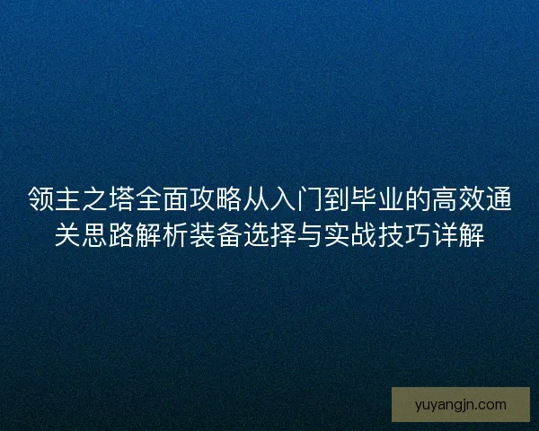 领主之塔全面攻略从入门到毕业的高效通关思路解析装备选择与实战技巧详解